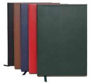 black, navy, red, green and tan bonded leather journals