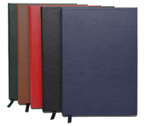 black, green, British tan, navy blue and red bonded leather hardcover journals